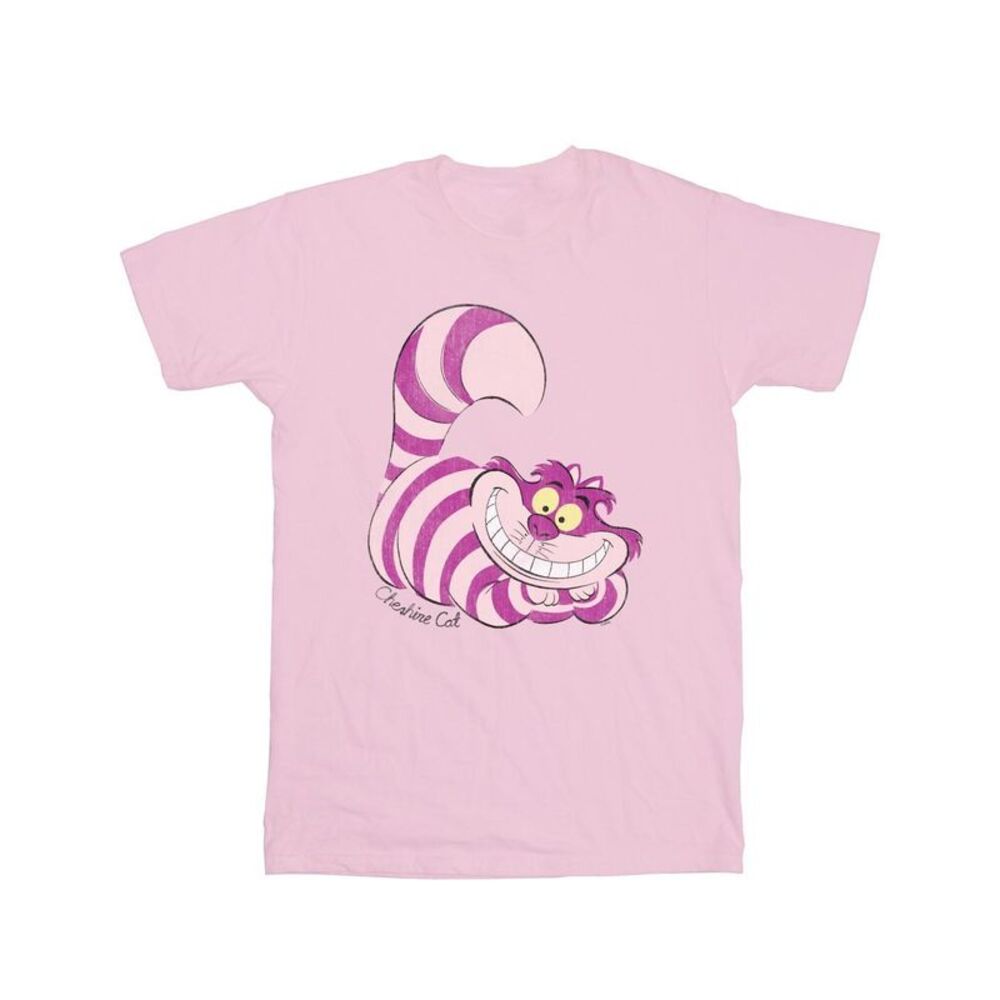 Alice In Wonderland Mens Cheshire Cat Cotton T-Shirt / Baby Pink